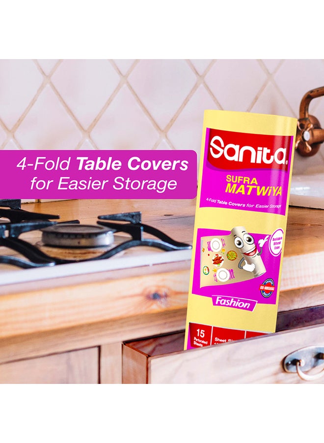 Sanita - Sufra Matwiya Fashion Small Table Cover Roll, 15-Sheets, 85 X 107cm Size Multicolor - Image 1