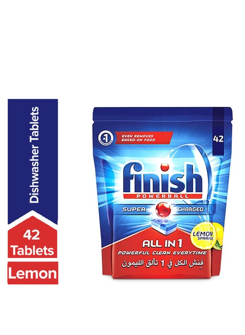 Lemon Sparkle Powerball Dishwasher Detergent All In One Max Tablets For Powerful Clean Everytime 42 Tablets