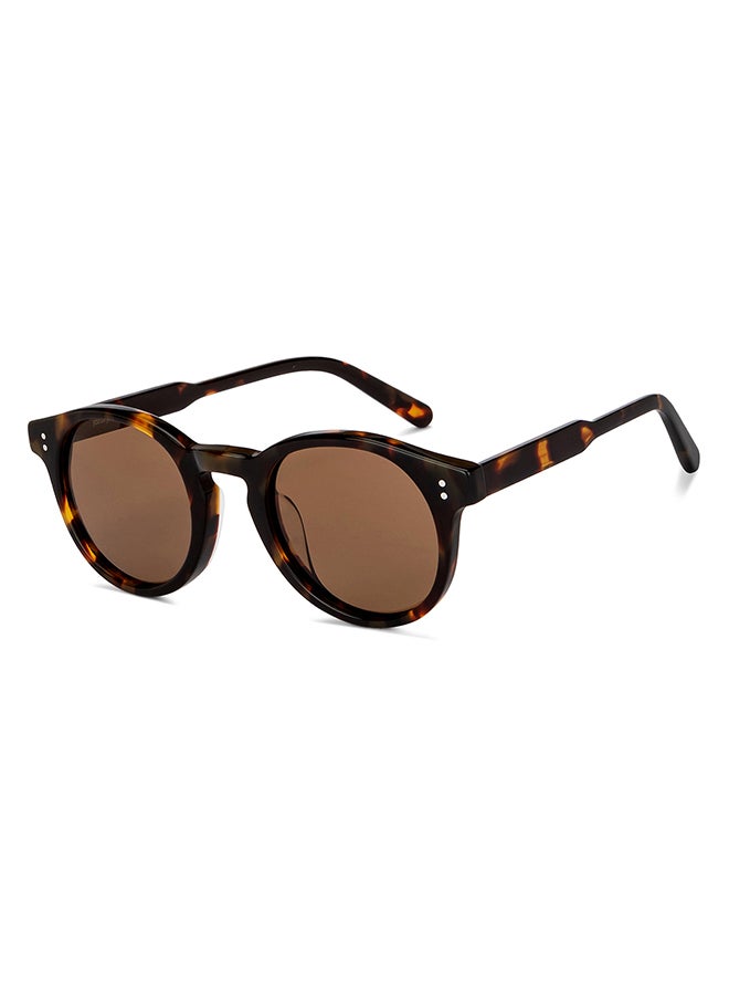 John Jacobs - Full Rim Polarized Round Sunglasses For Men & Women - 48mm - Tortoise - Image 1