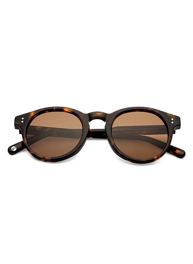 John Jacobs - Full Rim Polarized Round Sunglasses For Men & Women - 48mm - Tortoise - Image 1