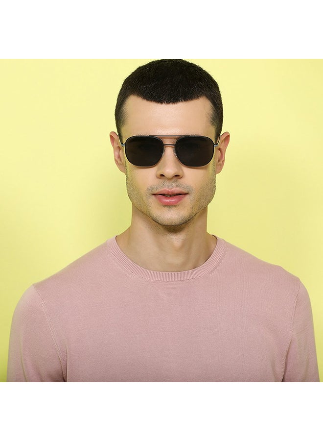 John Jacobs - Full Rim Metal Frame Square Sunglasses For Men & Women With UV Protection - 57mm - Black - Image 1