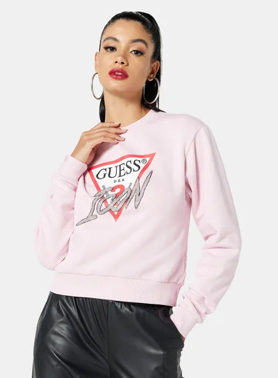 GUESS Icon Logo Sweatshirt Pink
