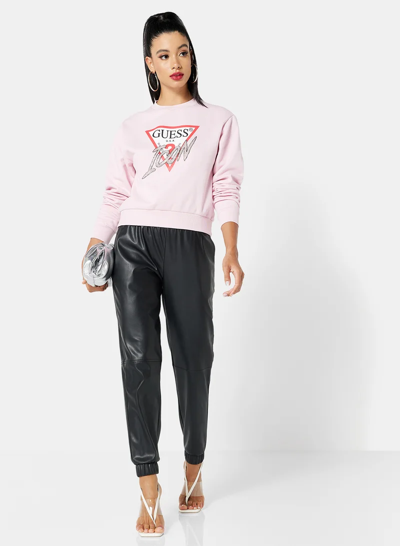 GUESS Icon Logo Sweatshirt Pink