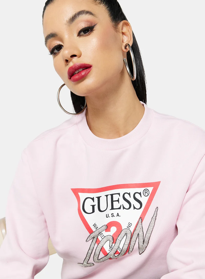 GUESS Icon Logo Sweatshirt Pink