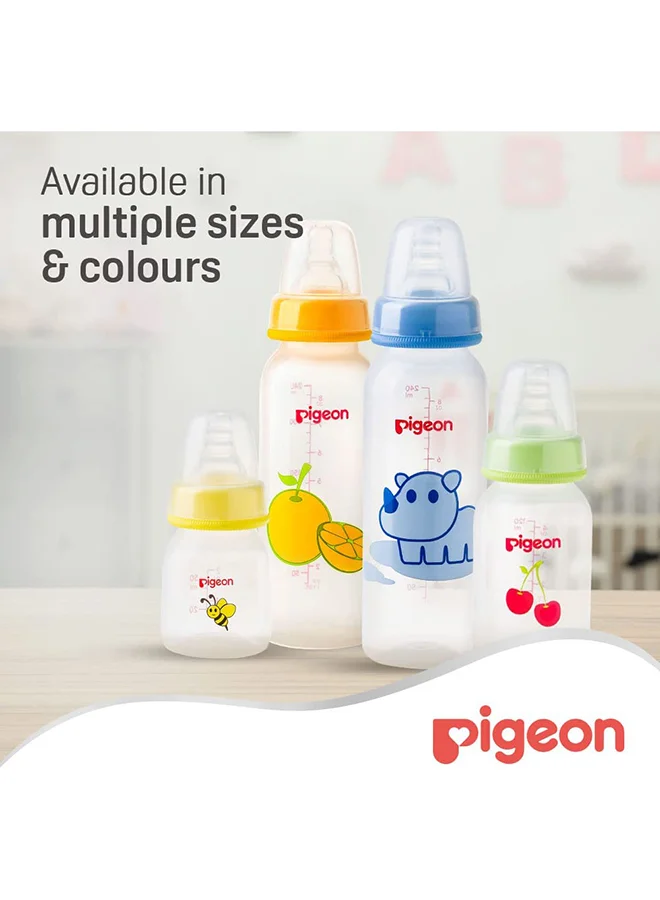 pigeon Pack Of 1 Peristaltic Nipple Slim Neck Animal Decorated Baby Feeding Bottle 240 ML - Assorted