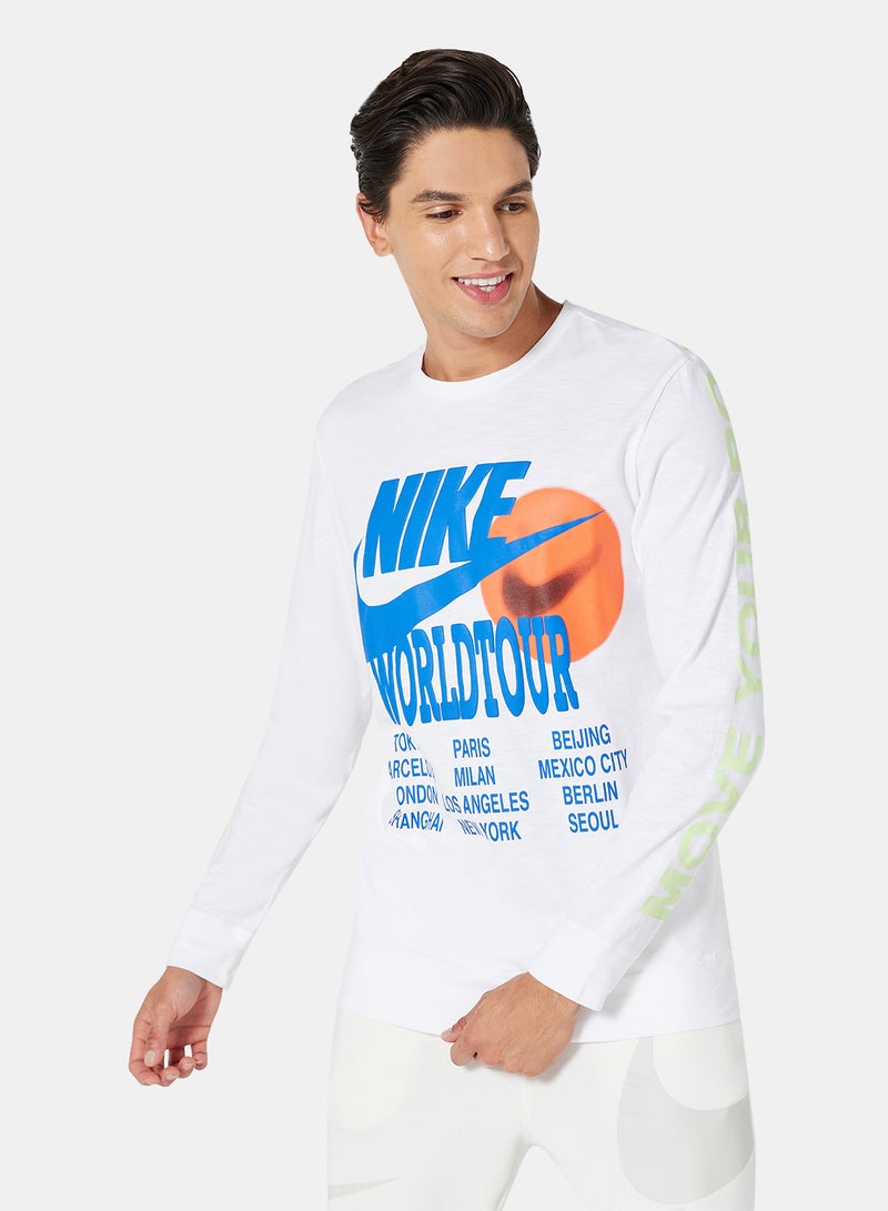 Nike NSW World Tour Long Sleeve T-Shirt White - Image 1