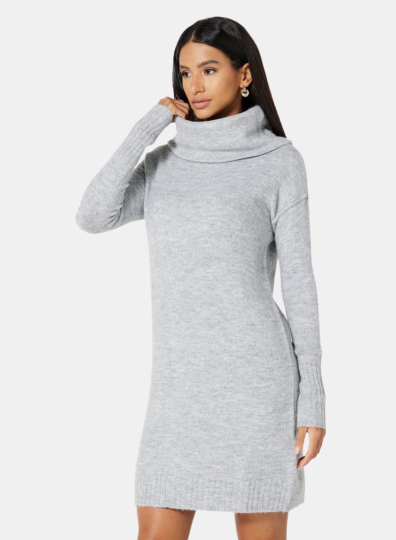 VERO MODA - Cowl Neck Dress Grey - Image 1
