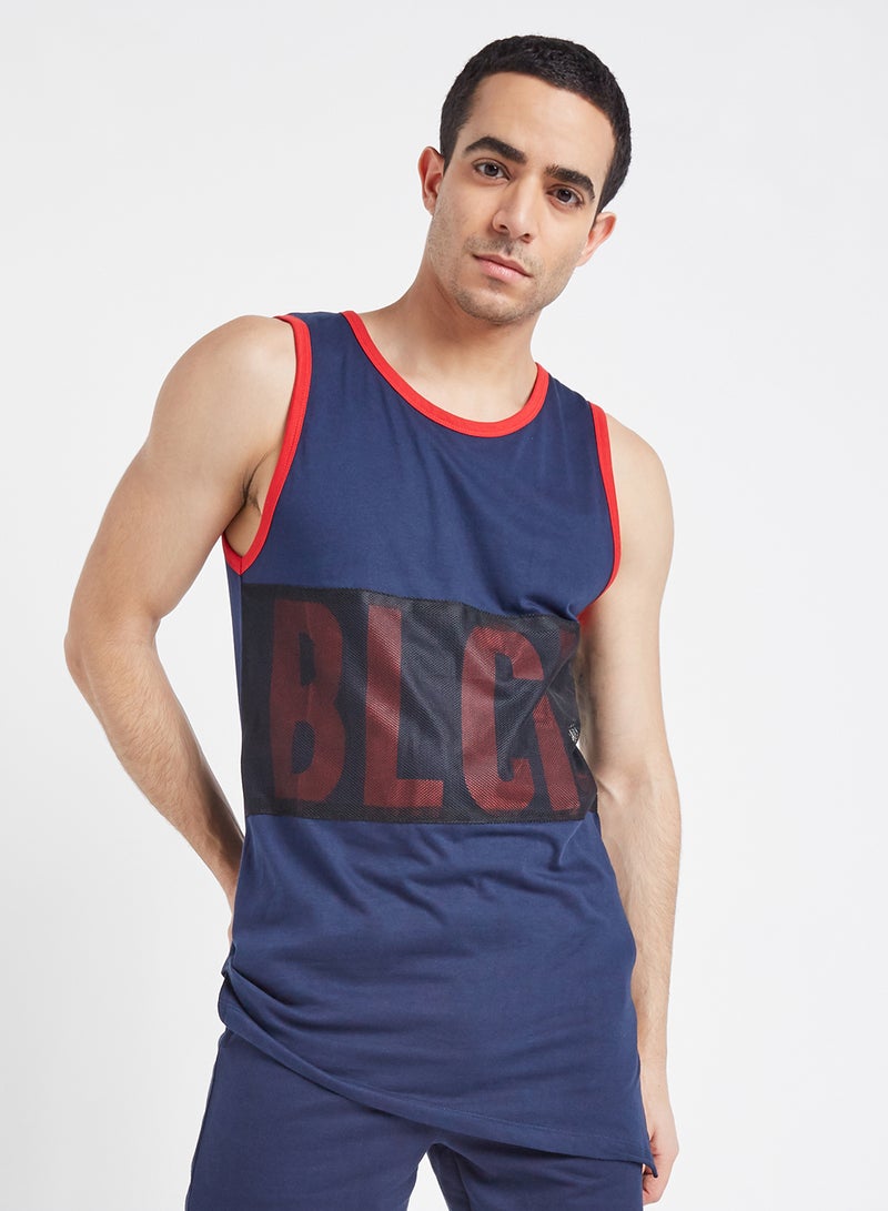 SKULT Asymmetric Hem Vest Navy  - Image 1