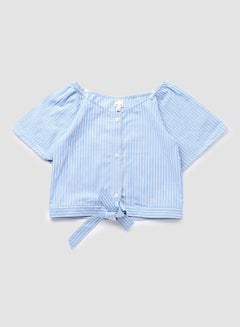 NEON Girls Boat Neck Puff Sleeve Blouse Light Blue  - Image 1