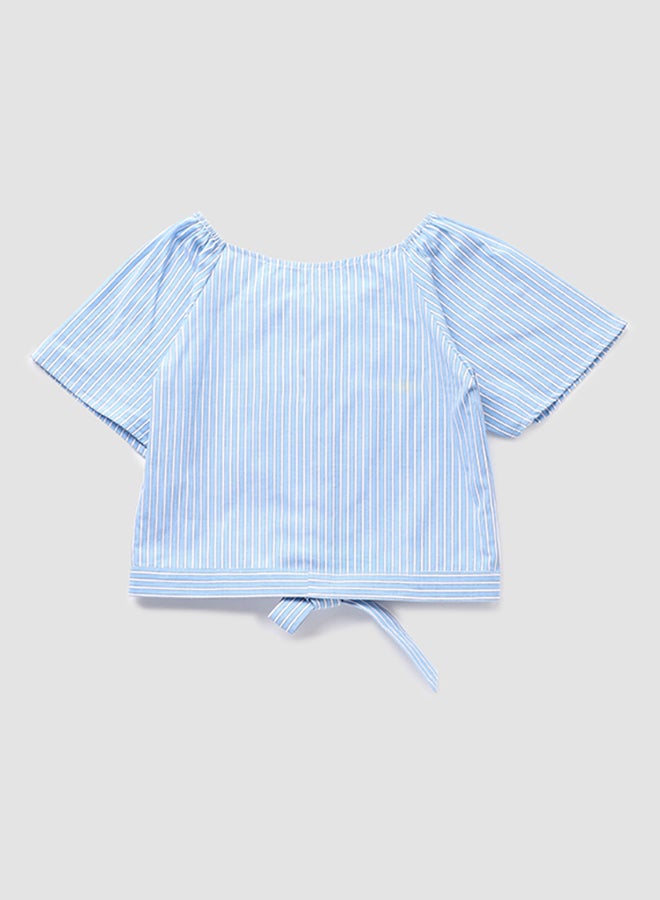 NEON Girls Boat Neck Puff Sleeve Blouse Light Blue  - Image 2