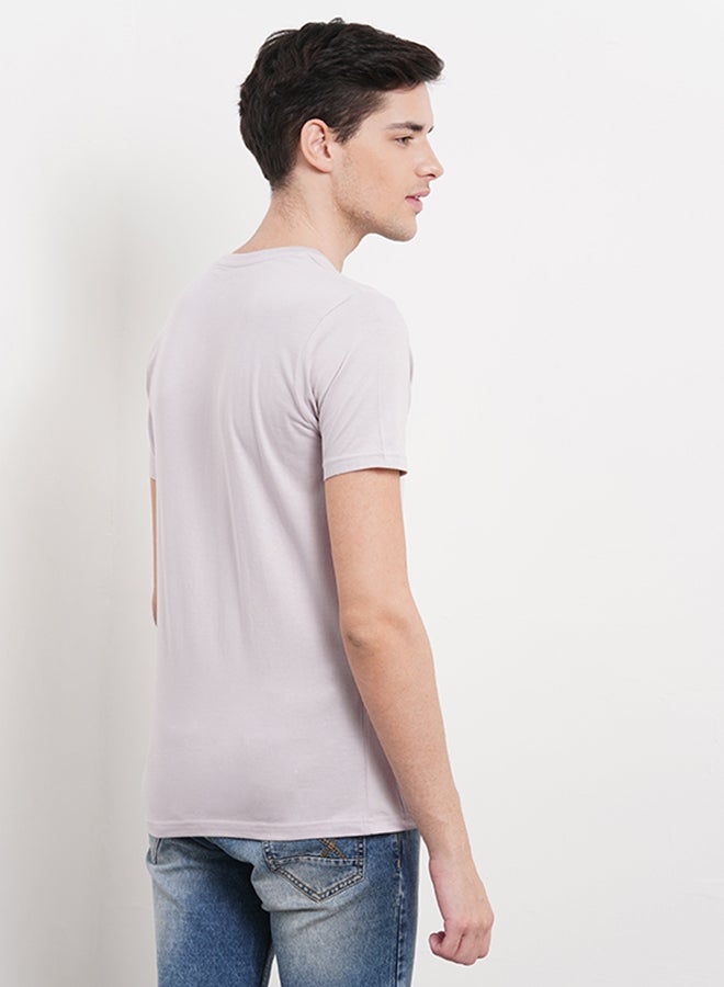OFFROAD Casual Round Neck T-Shirt Light Grey  - Image 4