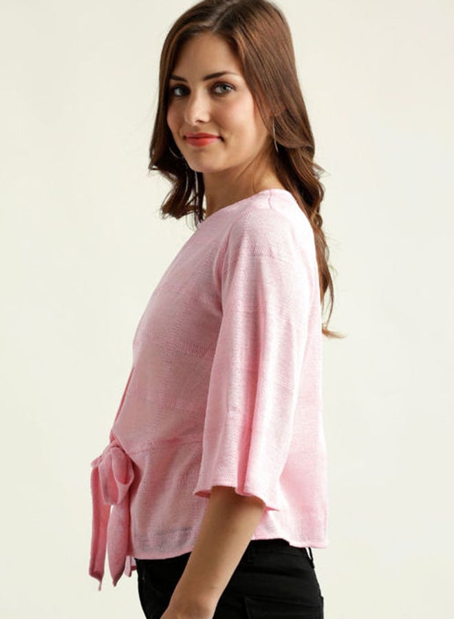 Miss Chase - Stylish Round Neck Blouse Pink - Image 1