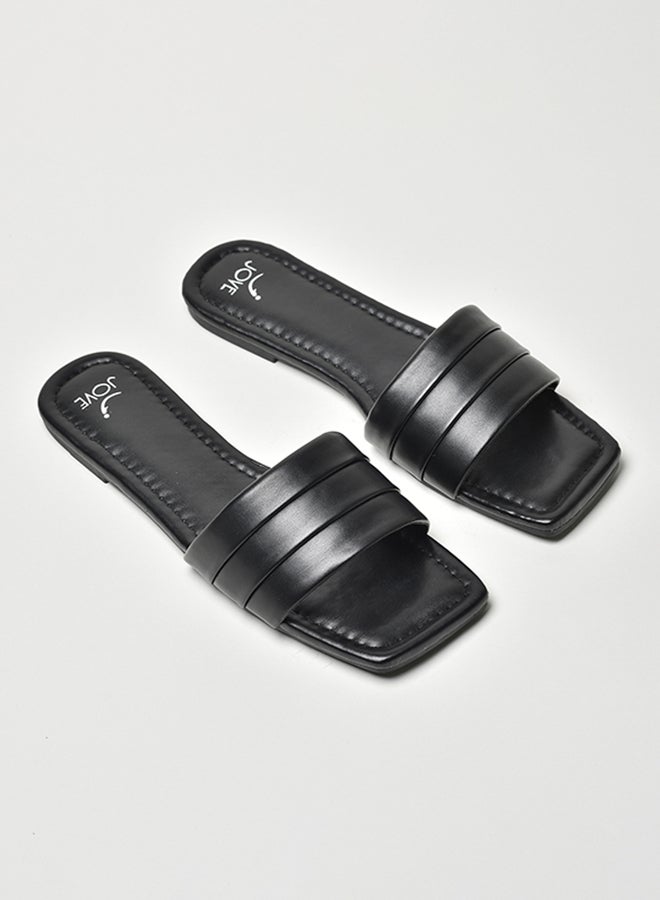 Jove - Broad Strap Flat Sandals Black - Image 1