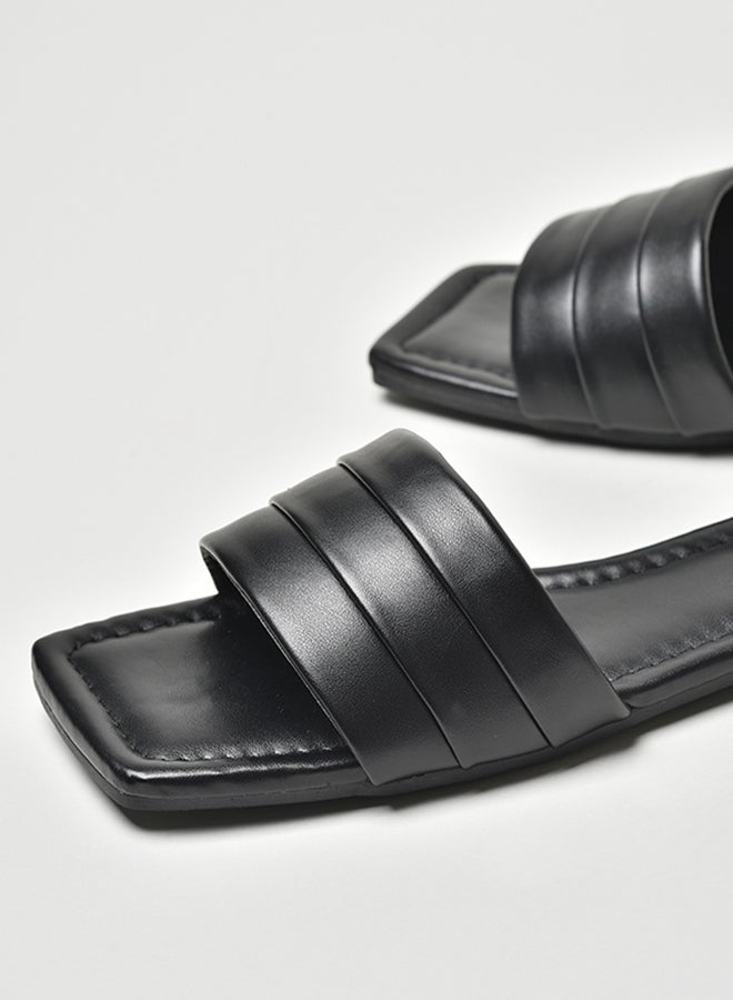 Jove - Broad Strap Flat Sandals Black - Image 1
