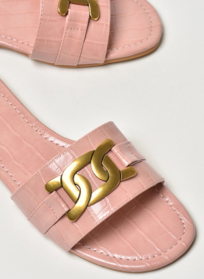 Jove - Broad Strap Flat Sandals Pink - Image 1