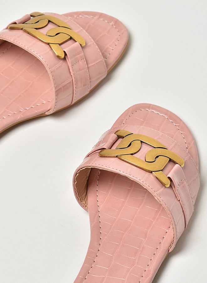 Jove - Broad Strap Flat Sandals Pink - Image 1