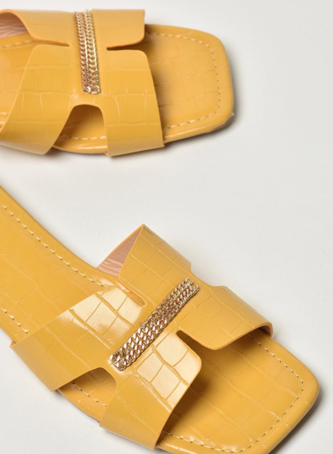 Jove - Broad Strap Flat Sandals Mustard - Image 1