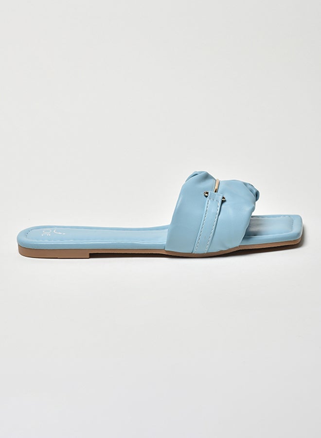 Jove - Ruched Broad Strap Flat Sandals Blue - Image 1