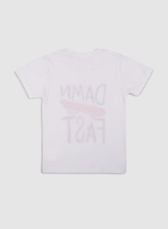 NEON Damn Fast Printed Casual Crew Neck T-Shirt White/Maroon  - Image 2