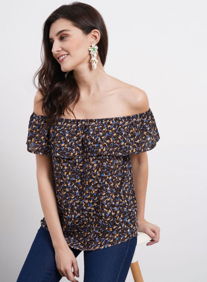 DRIP Off Shoulder Printed Top Multicolour  - Image 1