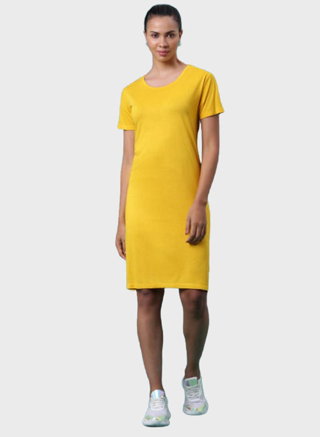 DRIP Knee Length T-Shirt Dress Yellow - Image 1