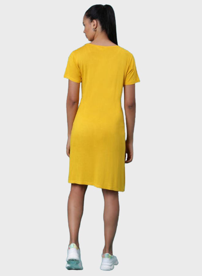 DRIP Knee Length T-Shirt Dress Yellow - Image 2