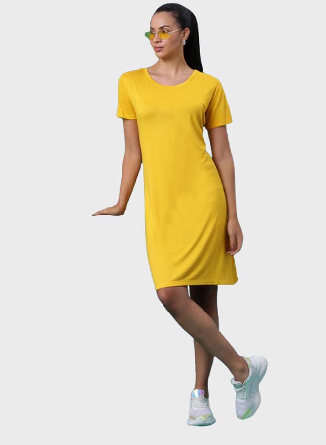 DRIP Knee Length T-Shirt Dress Yellow - Image 3