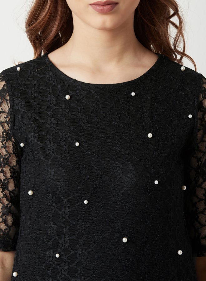 Miss Chase Analyze Your Weakness Pearl Detail Top Black  - Image 3