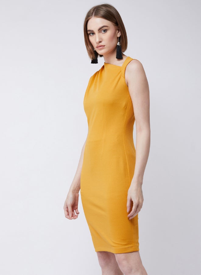 Miss Chase - Around The Corner Bodycon Dress Mustard Yellow - Image 1