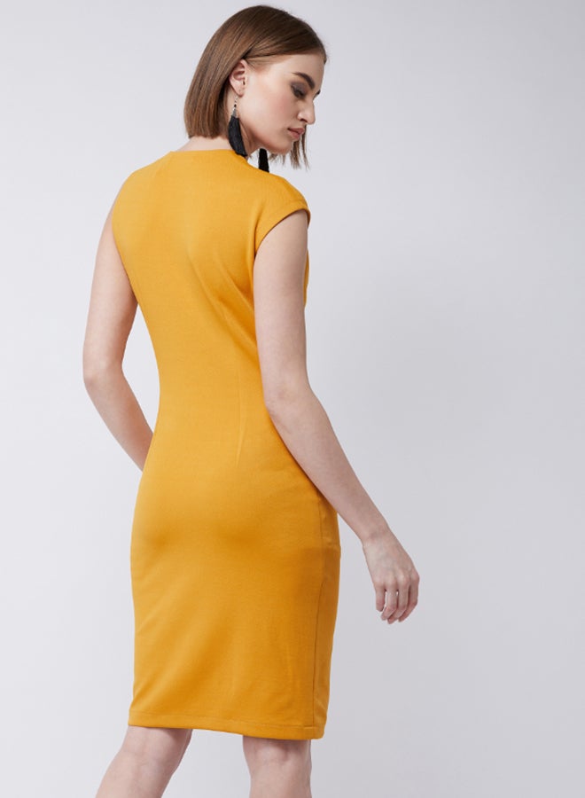 Miss Chase - Around The Corner Bodycon Dress Mustard Yellow - Image 1