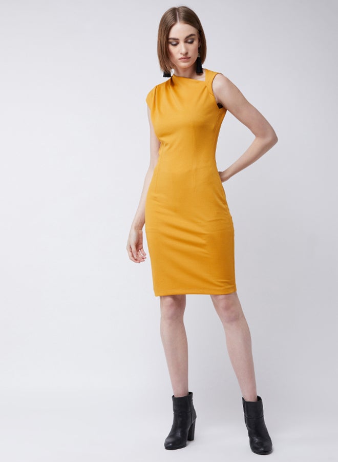 Miss Chase - Around The Corner Bodycon Dress Mustard Yellow - Image 1