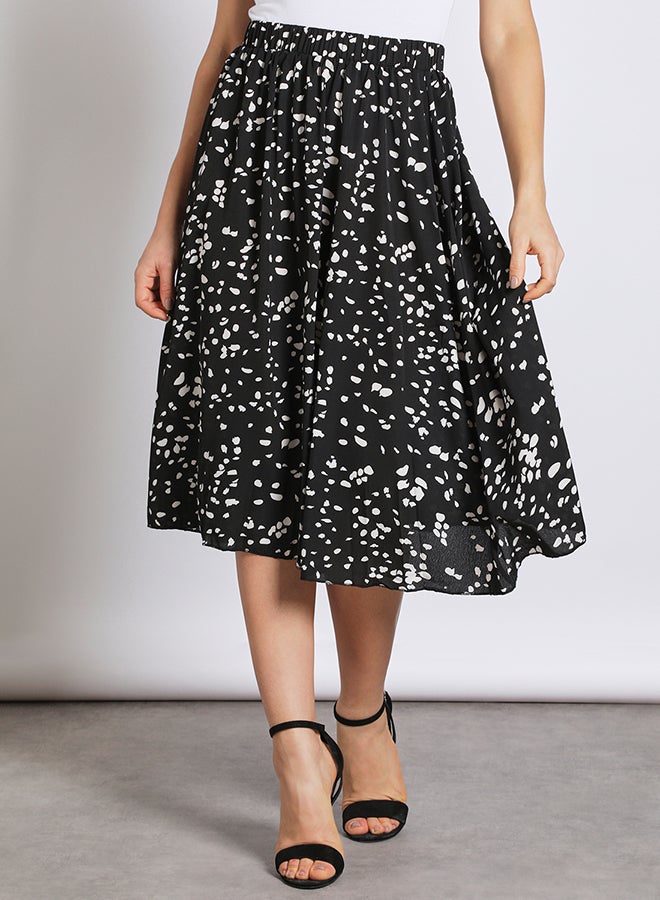 Aila - Long  Floral Chiffon A Line Skirt Navy Print - Image 1