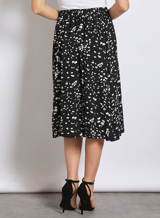 Aila - Long  Floral Chiffon A Line Skirt Navy Print - Image 1