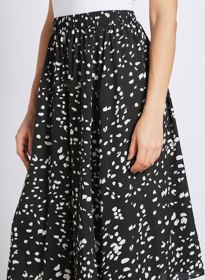 Aila - Long  Floral Chiffon A Line Skirt Navy Print - Image 1