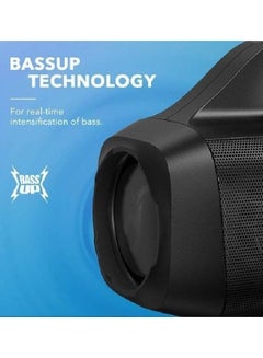 ساوند كور مكبر صوت بلوتوث محمول خارجي بقوة 30 وات من سيليكت برو مزود بتقنية BassUp، مقاوم للماء بدرجة IPX7، وقت تشغيل يصل إلى 16 ساعة، تطبيق، مصابيح LED، مقبض مدمج أسود  - Image 4