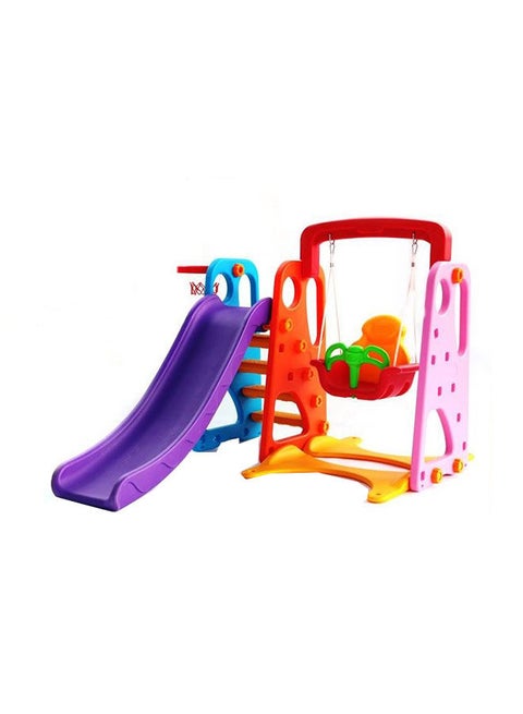 3-In-1 Durable Swing And Slide Playset With Basketball Hoop For Kids, 6+ Years 188x170x125cm