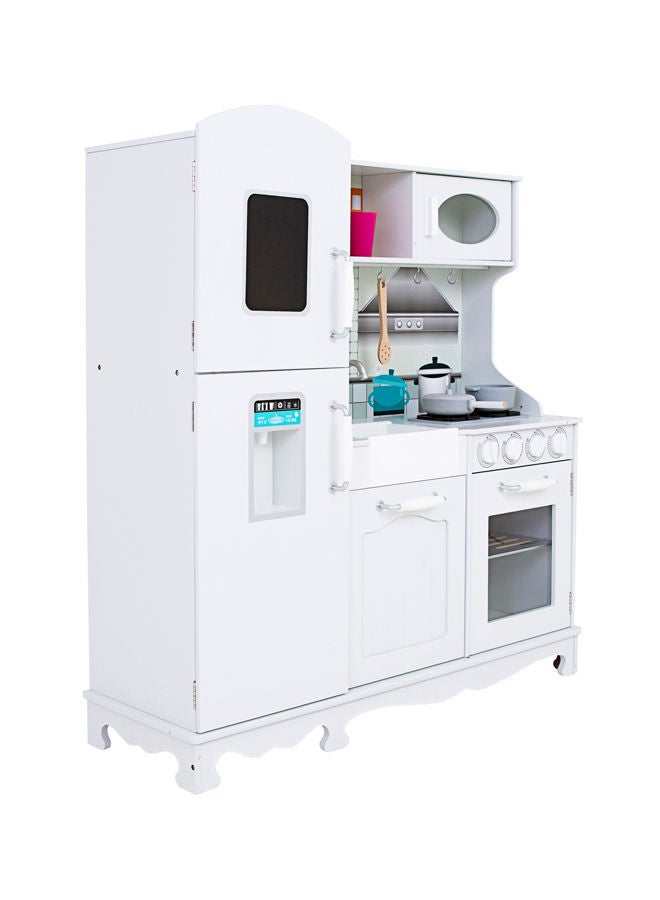 XIANGYU - Wooden Authentic Detailing Rich Unique Design Pretend Kitchen Play Set - White/Grey/Black 95x30x103cm - Image 1