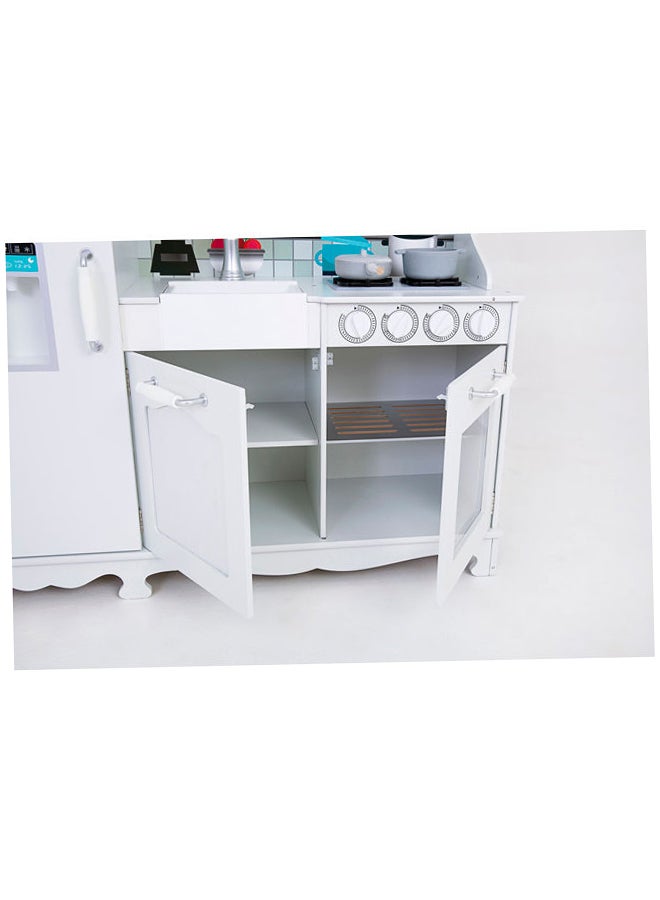 XIANGYU - Wooden Authentic Detailing Rich Unique Design Pretend Kitchen Play Set - White/Grey/Black 95x30x103cm - Image 1