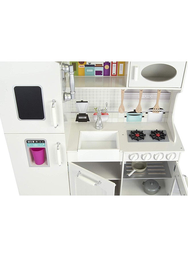 XIANGYU - Wooden Authentic Detailing Rich Unique Design Pretend Kitchen Play Set - White/Grey/Black 95x30x103cm - Image 1