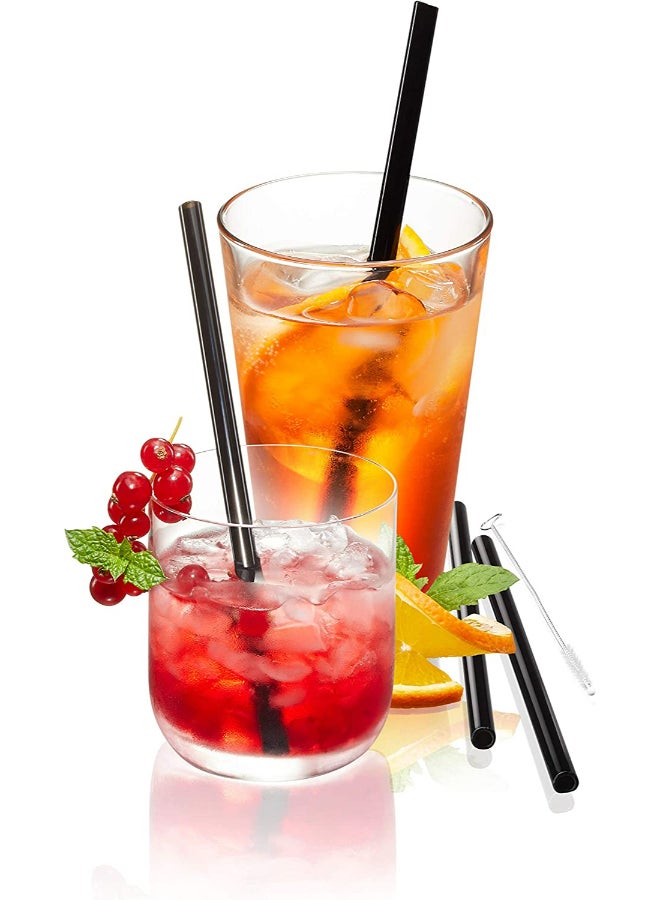 غيفو طقم ماصات زجاجية مع فرشاة مكون من قطعتين أسود/شفاف 2xStraws (18 cm), 1xCleaning Brush (8 cm) - Image 2