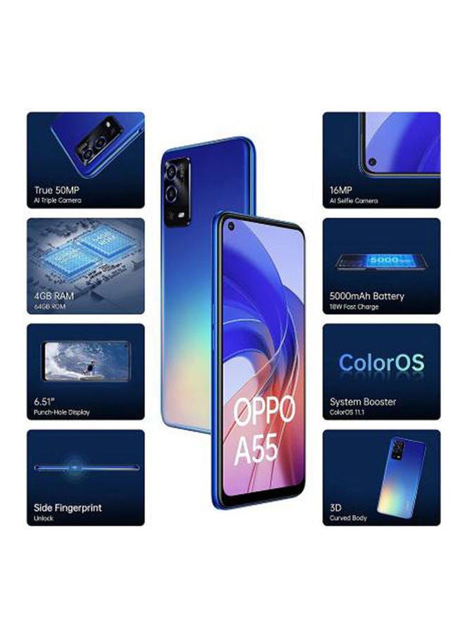OPPO A55 Dual Sim Rainbow Blue 4GB RAM 128GB 4G LTE - Image 5