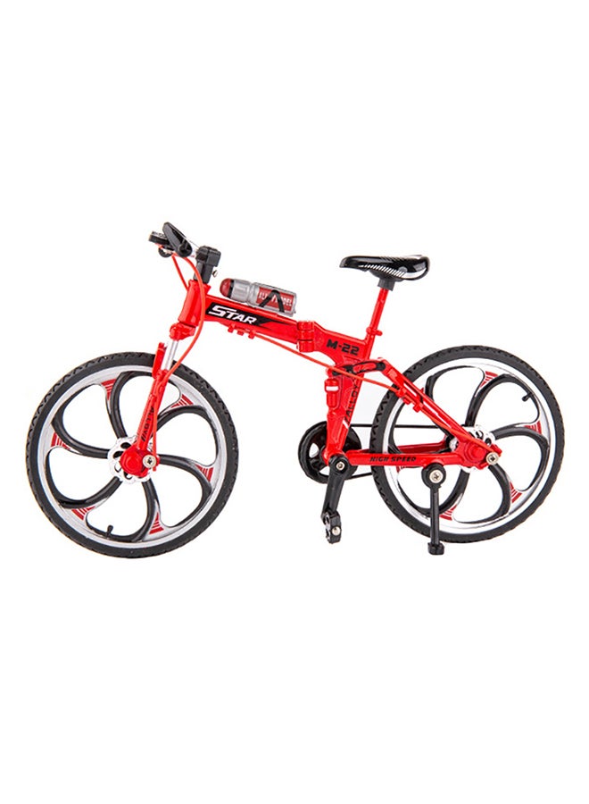 كيدل لعبة على شكل نموذج مصبوب بتصميم مصغر ومطابق لدراجة ماونتن بإطار سميك للمناطق الوعرة مصنوعة من سبيكة معدنية بتصميم قابل للطي مع عجلات متحركة - لون أحمر 20x13سم - Image 1