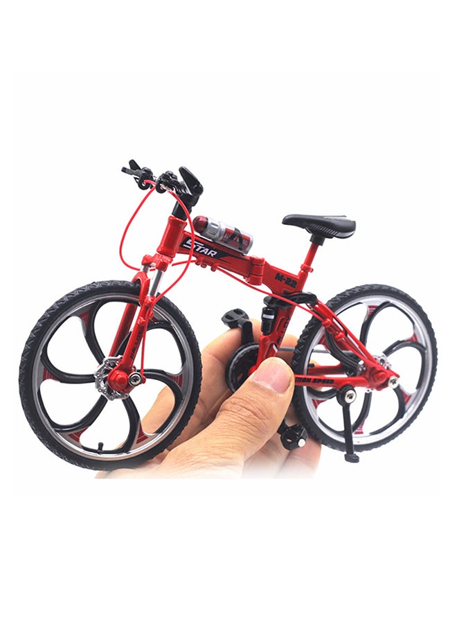 كيدل لعبة على شكل نموذج مصبوب بتصميم مصغر ومطابق لدراجة ماونتن بإطار سميك للمناطق الوعرة مصنوعة من سبيكة معدنية بتصميم قابل للطي مع عجلات متحركة - لون أحمر 20x13سم - Image 2