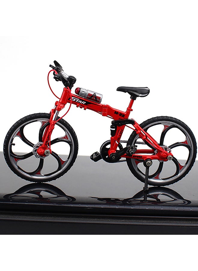 كيدل لعبة على شكل نموذج مصبوب بتصميم مصغر ومطابق لدراجة ماونتن بإطار سميك للمناطق الوعرة مصنوعة من سبيكة معدنية بتصميم قابل للطي مع عجلات متحركة - لون أحمر 20x13سم - Image 3