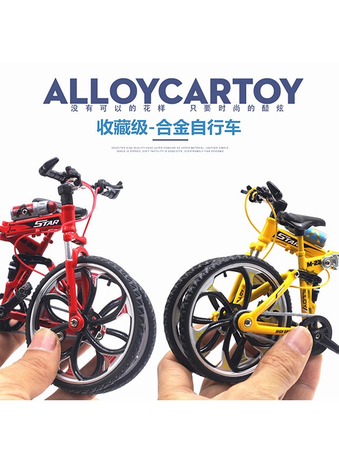 كيدل لعبة على شكل نموذج مصبوب بتصميم مصغر ومطابق لدراجة ماونتن بإطار سميك للمناطق الوعرة مصنوعة من سبيكة معدنية بتصميم قابل للطي مع عجلات متحركة - لون أحمر 20x13سم - Image 5