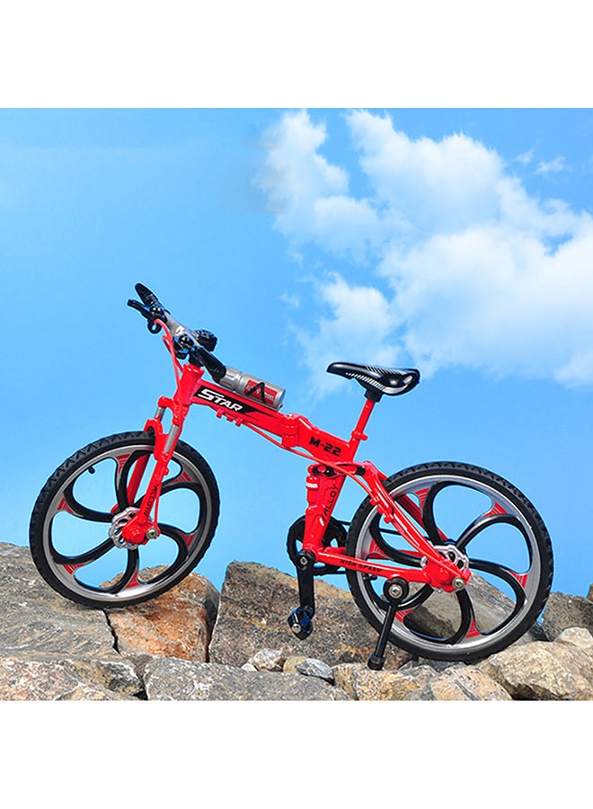 كيدل لعبة على شكل نموذج مصبوب بتصميم مصغر ومطابق لدراجة ماونتن بإطار سميك للمناطق الوعرة مصنوعة من سبيكة معدنية بتصميم قابل للطي مع عجلات متحركة - لون أحمر 20x13سم - Image 4
