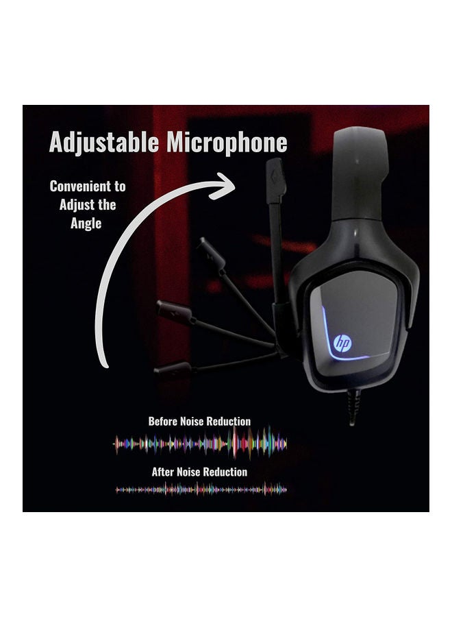 HP - HP H220 Over Ear Wired Deep Bass Gaming Headset with LED Lights and Noise Cancelling Mic for Computers and Multiple Gaming Consoles, - Image 1