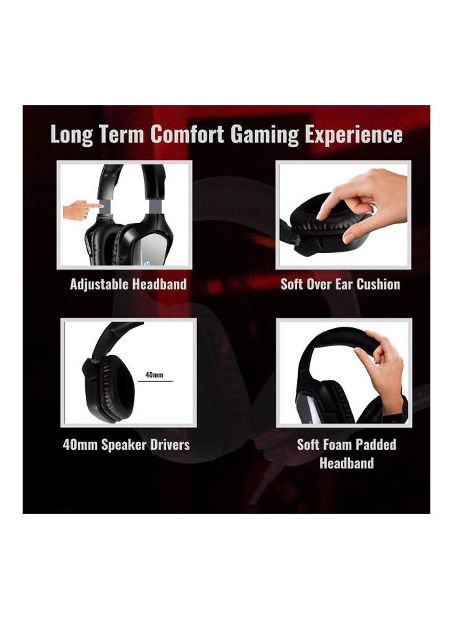 HP - HP H220 Over Ear Wired Deep Bass Gaming Headset with LED Lights and Noise Cancelling Mic for Computers and Multiple Gaming Consoles, - Image 1