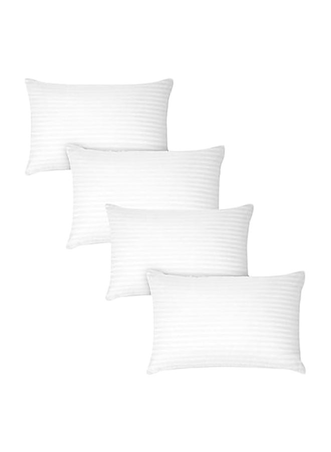 4- Piece Of Comfortable Strip Hotel Pillow Microfiber White 90x50cm