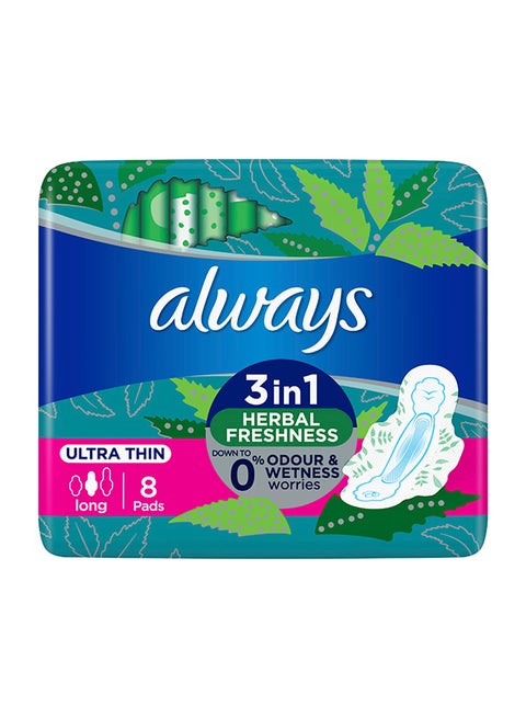 Clean And Dry Ultra Thin, Sanitary Pads Long, 8 Pads